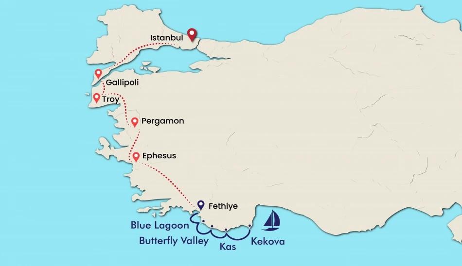 Istanbul to Fethiye Tour with Gulet Cruise – 12-Day Turkey Tour