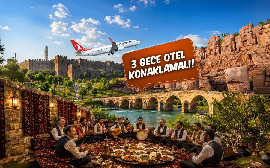 Thy İle Uçaklı Tarihte Yolculuk Gap Mezopotamya Turu (3 Gece Otel Konaklamalı): Kısa zamanda çok işler yaparız diye Gap Mezopotamya Bölgesine doğru yola çıktık. Güney Doğu Anadolu’yu Keşfetmeye, Peygamberler Diyarını Gezmeye Davet Ediyoruz. Sıra Gecesine katılmaya bol bol kebap yemeye gidiyoruz. 