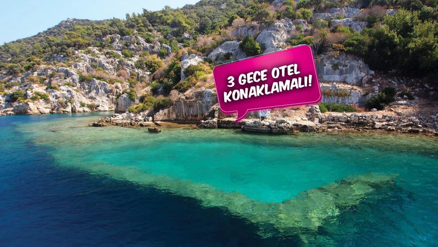Süper Promosyon Antalya Kaş Likya Fethiye Ölüdeniz Dalyan Akyaka Azmak Çayı Deniz Turu (3 Gece Otel Konaklamalı) : Antalya'da Köprülü Kalyonda Rafting, Kekova'da Tekne Turu, Fethiye'de Yamaç Paraşütü, 12 Adalar Tekne Turu, Jeep Safari, Ölüdeniz, Belcekız Plajı