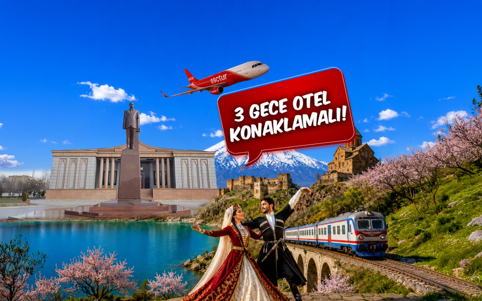 Ankara Çıkışlı Uçaklı Kafkas Üçgeni Doğu Ekspresi Van Nahçıvan Kars Turu ( Uçakla Gidiş Dönüş ): Kafkaslar Diyarından Selamlar Getirdik, Van'da Akdamar Adası, Ağrı Dağı Manzaralı İshakpaşa Sarayı, Iğdır'da Tuzluca Mağarası, Can Azerbaycan'ın Nahçıvan Özerk Bölgesi, Kars Kafkas Gecesi ve Aşık Atışması, Doğu Ekspresi Treni İle Kars'dan Erzurum'a Nostaljik Bir Yolculuk İçin Sizi Bekliyoruz.