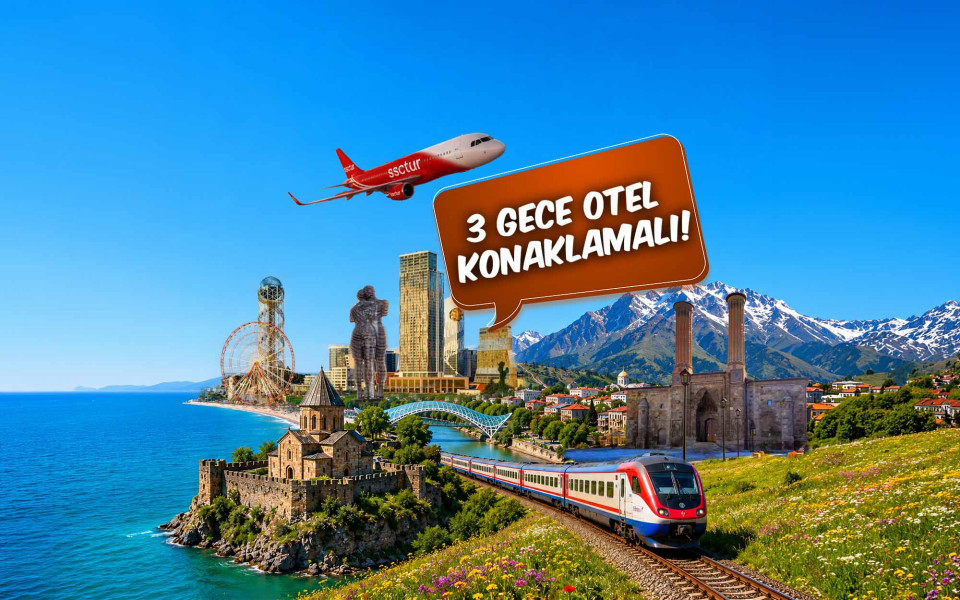 İzmir Çıkışlı Uçaklı Bambaşka Batum Tiflis Kars Erzurum Doğu Ekspresi Turu (3 Gece Otel Konaklamalı): Özlemle Beklediğimiz Kısa Doğu Üçgeni Turumuz İçin Gürcistan Ülkesinin Batumu İle Turumuza Başlıyoruz. Başkent Tiflis'i, Doğu Anadolunun Kars'ı ve Ani Harabelerini Geziyoruz, Kars - Erzurum Doğu Ekspresi Tren Yolculuğu Yapıyoruz ve Erzurum'dan Geri Dönüyoruz..