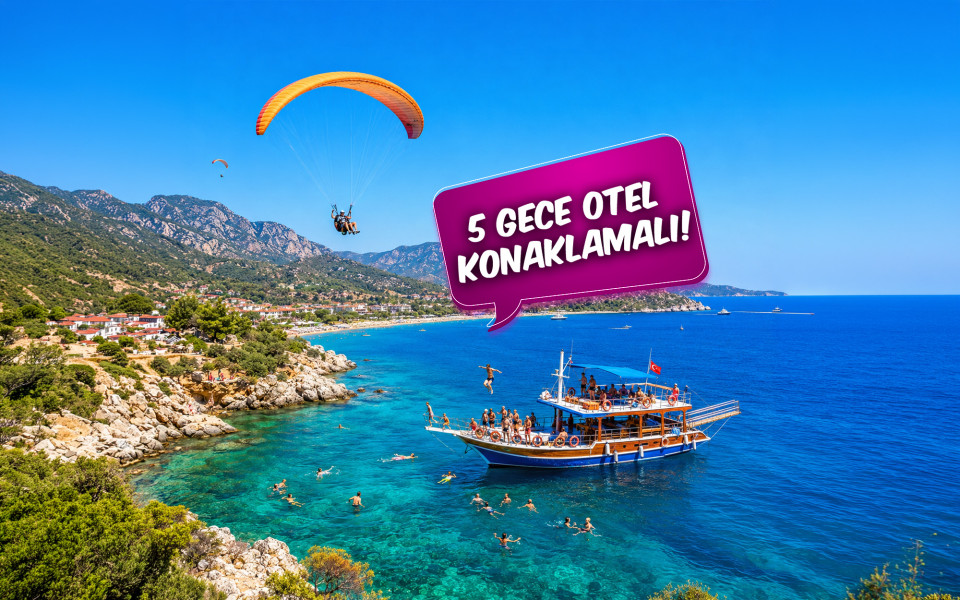 İzmir Çıkışlı Büyük Likya Fethiye Ölüdeniz Akyaka Dalyan Kaş Kekova Deniz Turu (5 Gece Otel Konaklamalı): Büyük Likya Turumuz İle Akdeniz ve Ege'nin Saklı Mavi, Turkuaz Rengi ile buluşmaya var mısınız? Yüzmeye doyamayacağınız Keyifli ve Eğlenceli bir için Geç Kalmadan yerinizi ayırtınız.
