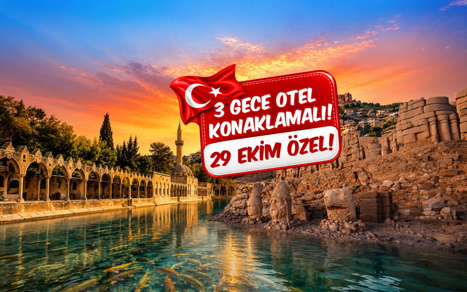 29 Ekim Özel Fırtına Gibi Gap Mezopotamya Turu (3 Gece Otel Konaklamalı) : Kısa zamanda çok işler yaparız diye Gap Mezopotamya Bölgesine doğru yola çıktık. Güney Doğu Anadolu’yu Keşfetmeye, Peygamberler Diyarını Gezmeye Davet Ediyoruz. Sıra Gecesine katılmaya bol bol kebap yemeye gidiyoruz. 