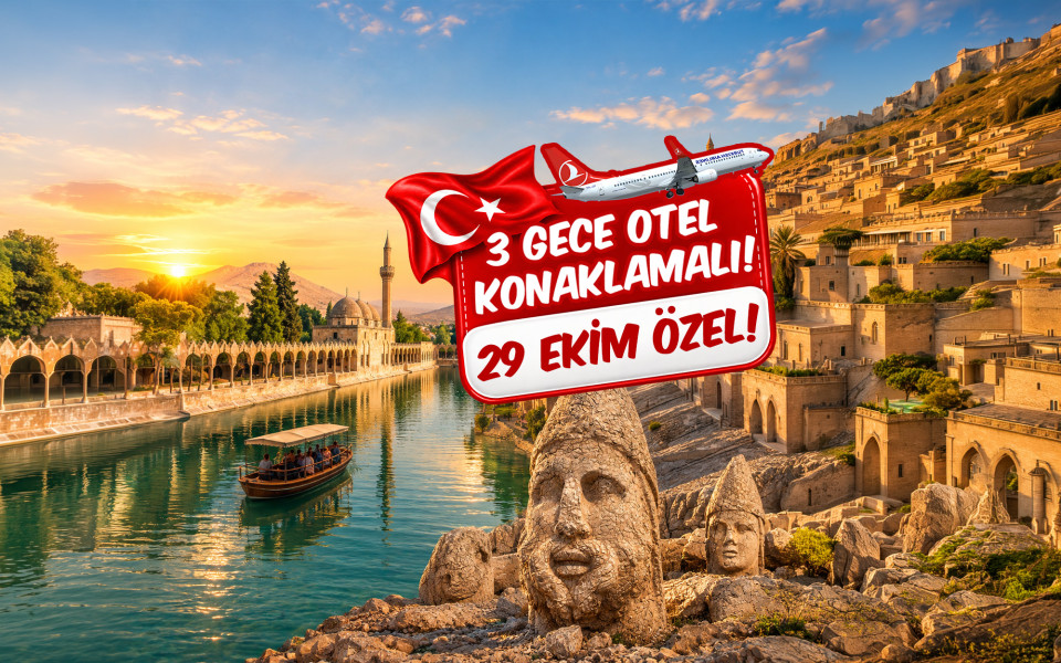29 Ekim Özel Thy İle Uçaklı Tarihte Yolculuk Gap Mezopotamya Turu (3 Gece Otel Konaklamalı) : Kısa zamanda çok işler yaparız diye Gap Mezopotamya Bölgesine doğru yola çıktık. Güney Doğu Anadolu’yu Keşfetmeye, Peygamberler Diyarını Gezmeye Davet Ediyoruz. Sıra Gecesine katılmaya bol bol kebap yemeye gidiyoruz. 