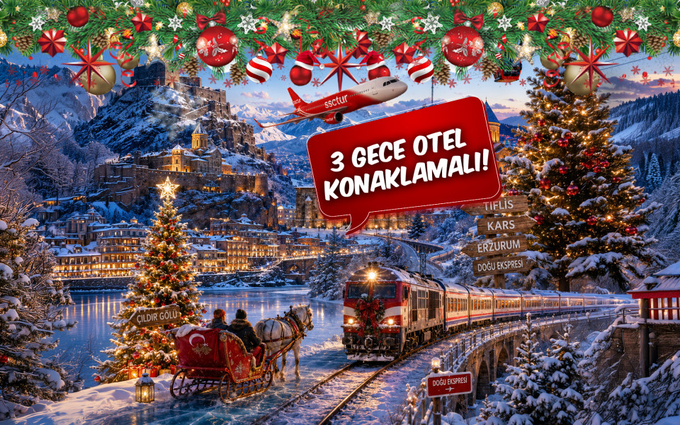 Uçaklı Yılbaşı Özel Gürcistan Tiflis Kars Erzurum Doğu Ekspresi Turu (3 Gece Otel Konaklamalı): Direk Tiflis'e Uçuyoruz, Yılbaşında Tiflis'te Yeni Yıla Giriyoruz. Kars'da Kafkas Gecesi ve Eğlencesi. Çıldır Gölünde Atlı Kızak Keyfi. Doğu Ekspresi Tren Keyfi.