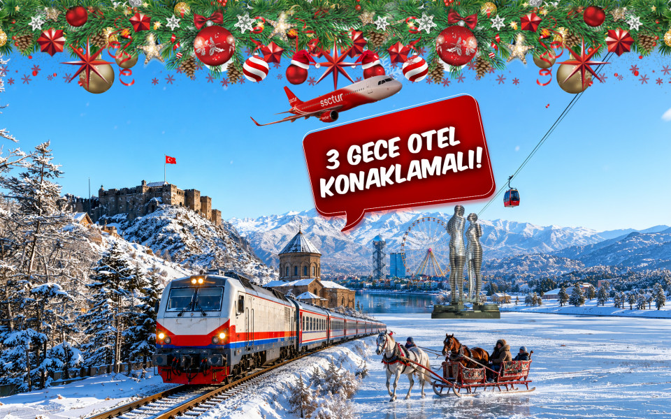 Kış Sezonu Özel Uçaklı Bambaşka Erzurum Doğu Ekspresi Kars Tiflis Batum Turu (3 Gece Otel Konaklamalı): Özlemle beklediğimiz Kısa Doğu Üçgeni Turumuzda yolculuğumuza Erzurum'dan başlıyoruz. Doğu Ekspresi ile Kars'a unutulmaz bir tren yolculuğu yapıyor, Kars'ı keşfettikten sonra Gürcistan'ın başkenti Tiflis'e geçiyoruz. Ardından Batum'un eşsiz atmosferini deneyimleyerek Trabzon'dan Geri Dönüyoruz.