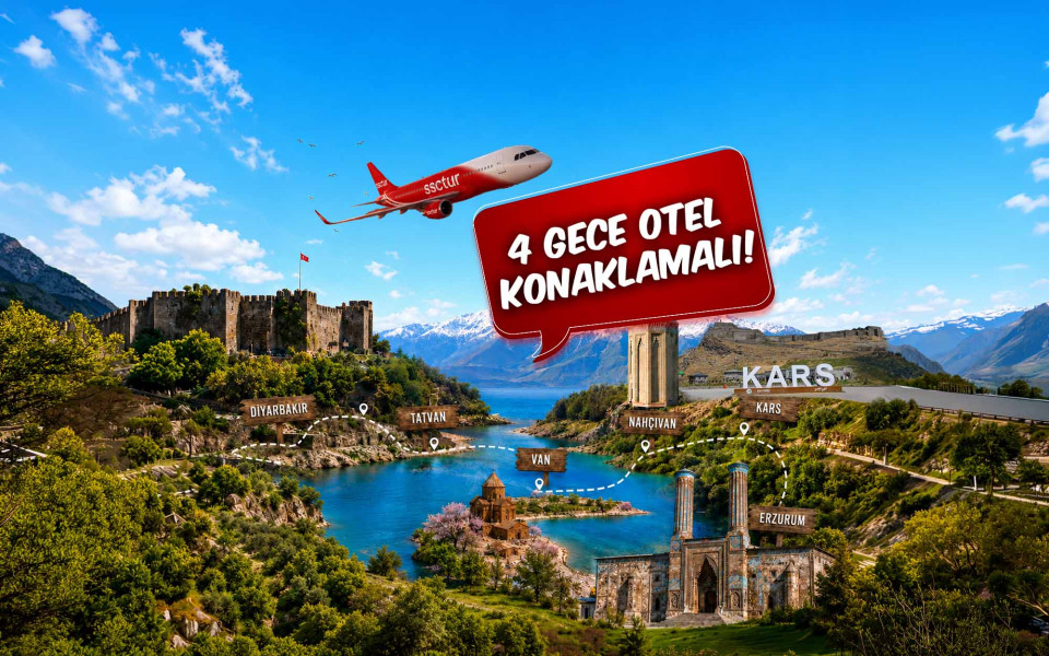 Ankara Çıkışlı Uçaklı Güneyden Kuzeye Diyarbakır Bitlis Tatvan Van Nahçıvan Kars Erzurum Turu (4 Gece Otel Konaklamalı): SSC TUR Farkı İle Gap ve Doğu Turu Deneyimi Yaşama Ne Dersiniz? Sizleri Güney Doğu Anadolu’yu Keşfetmeye, Kafkaslar Diyarını Selamlamaya Davet Ediyoruz..