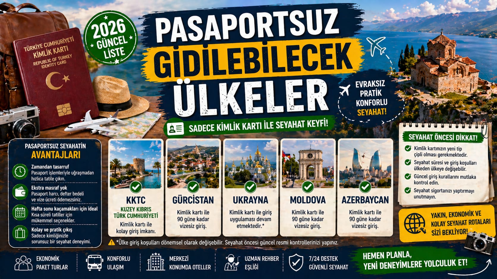 PASAPORTSUZ GİDİLEBİLECEK ÜLKELER (2026 GÜNCEL LİSTE)