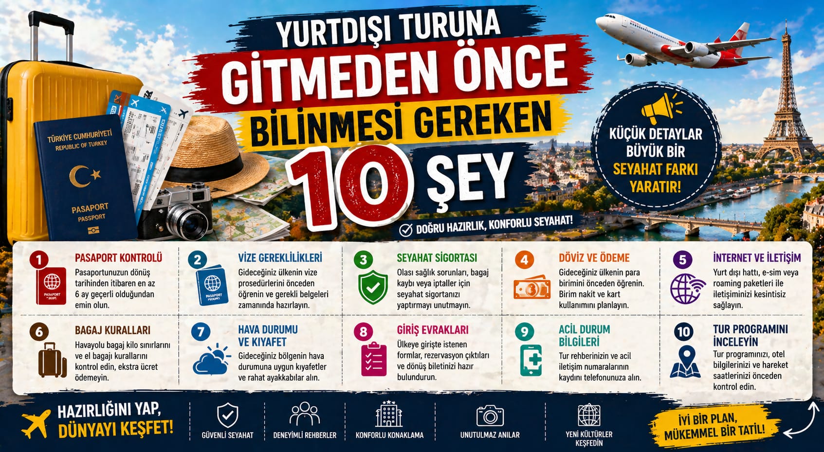 YURTDIŞI TURUNA GİTMEDEN ÖNCE BİLİNMESİ GEREKEN 10 ŞEY